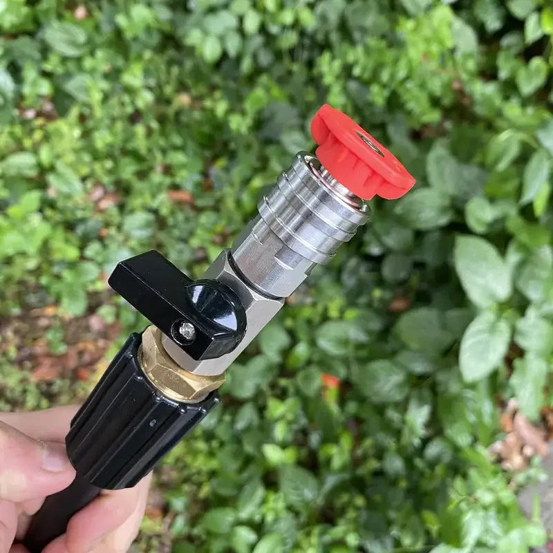 Pressure washer ball valve on/off switch in use garden