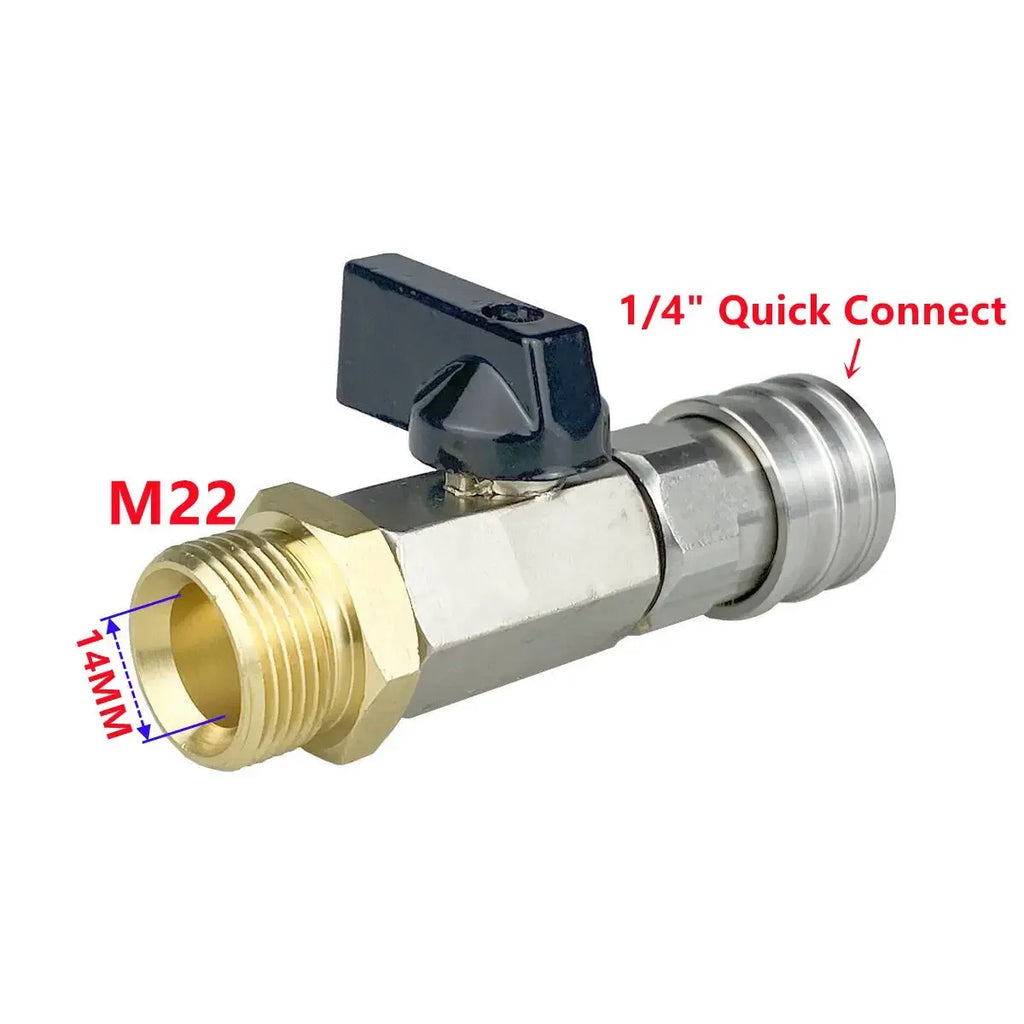 M22 14mm thread ball valve pressure washer connector detail