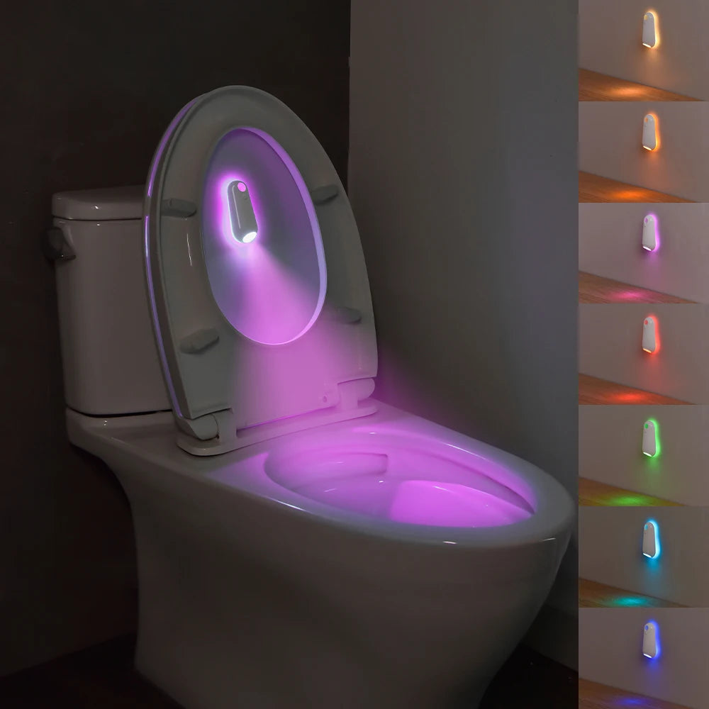 RGB night light 8 color options and battery infographic
