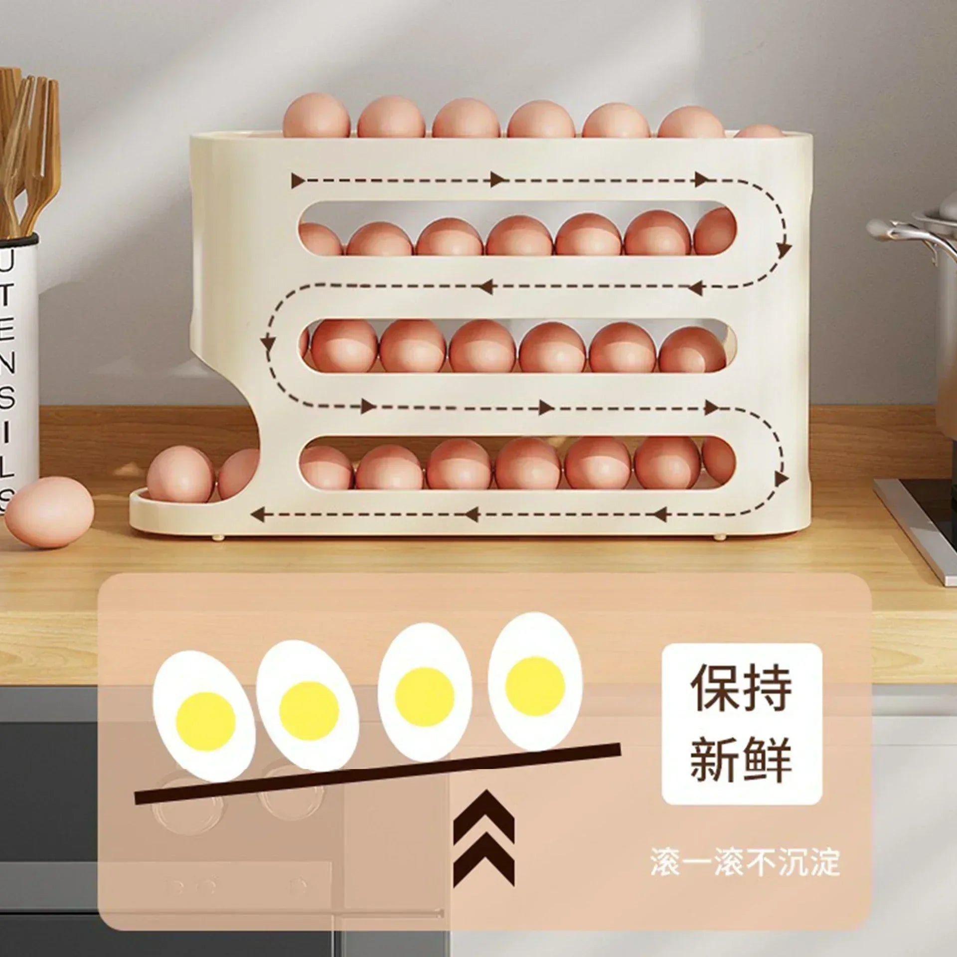 Compact egg storage rack dimensions countertop kitchen
