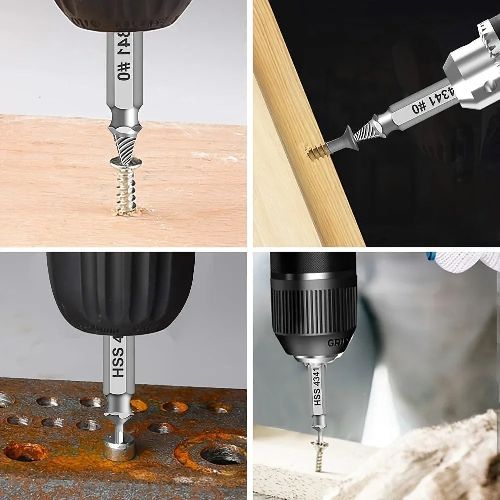 Screw extractor in use removing stripped screw with power drill