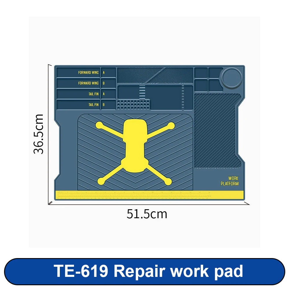 Medium silicone ESD repair mat flat view with dimensions