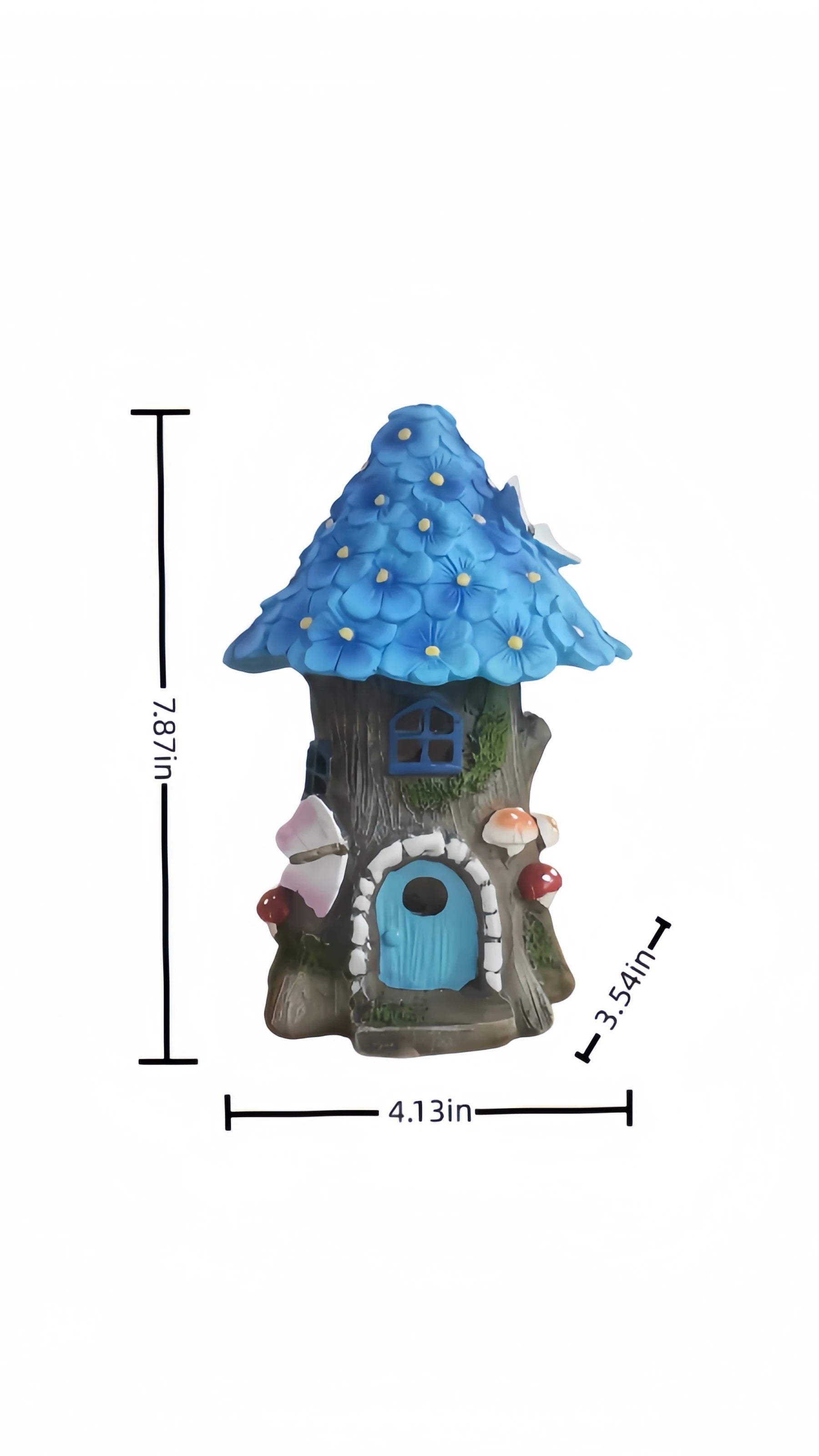 Solar fairy house garden light size reference — resin solar statue dimensions