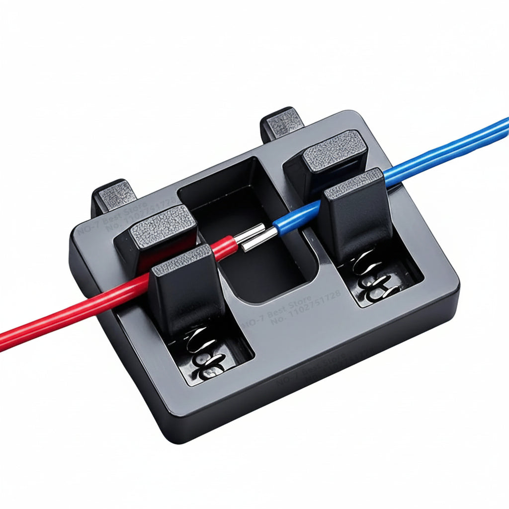 Close-up of spring mechanism inside soldering wire fixture clamp