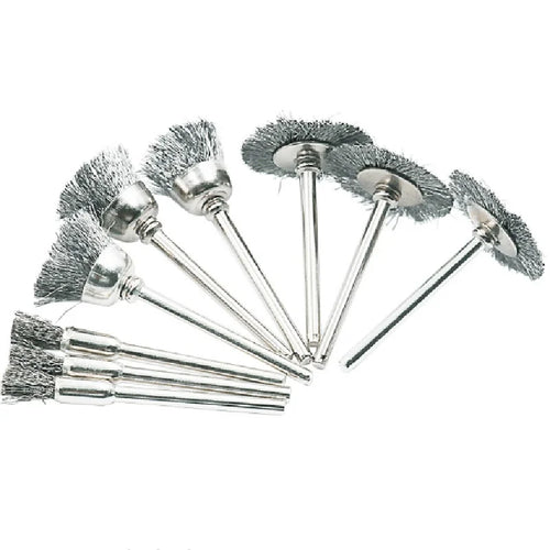 9-piece mini steel wire brush set for rotary tool rust removal