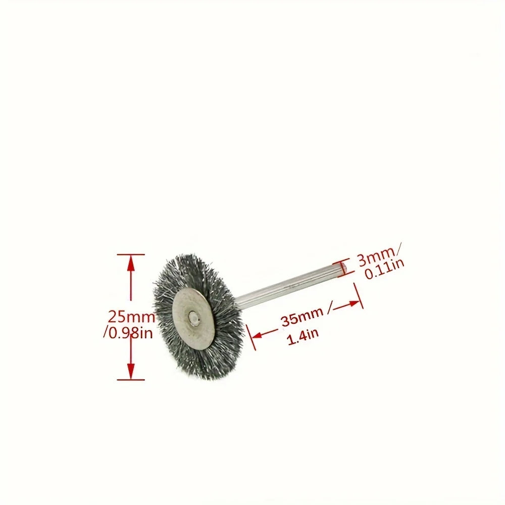Steel wire wheel brush dimensions 25mm diameter 3mm shank
