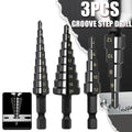 3 piece HSS step drill bit set nitride black hex shank