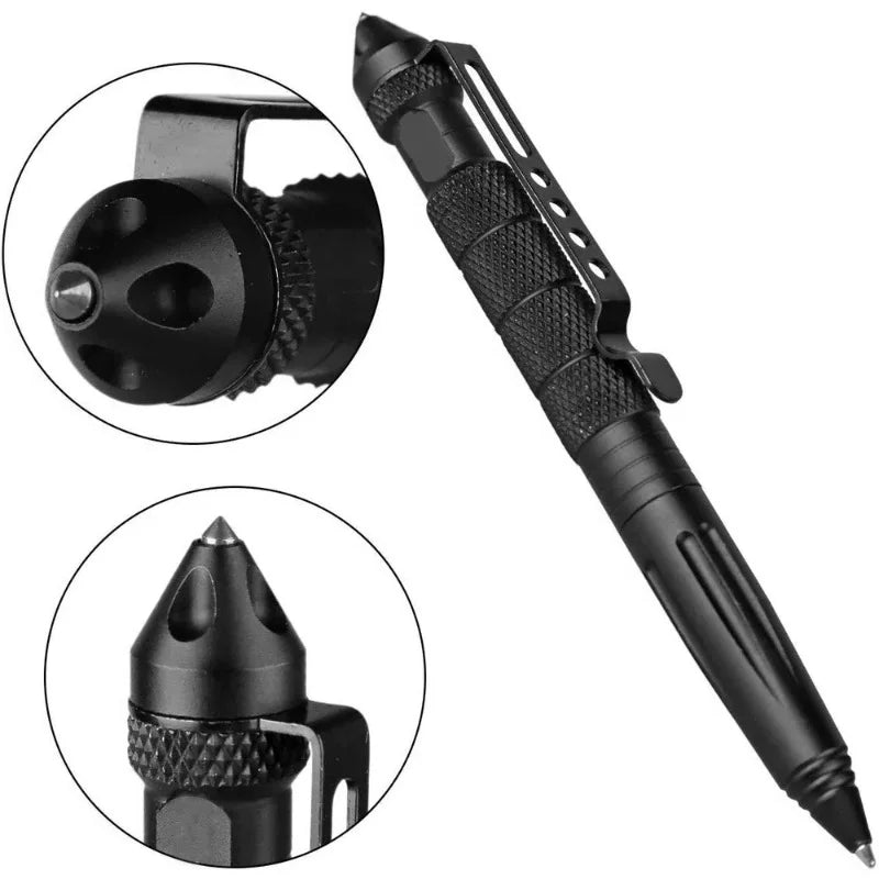 Tactical pen tungsten steel head glass breaker closeup detail