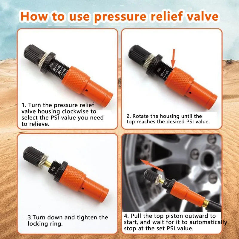 Tire deflation valve dimensions 60mm hole 7mm specifications