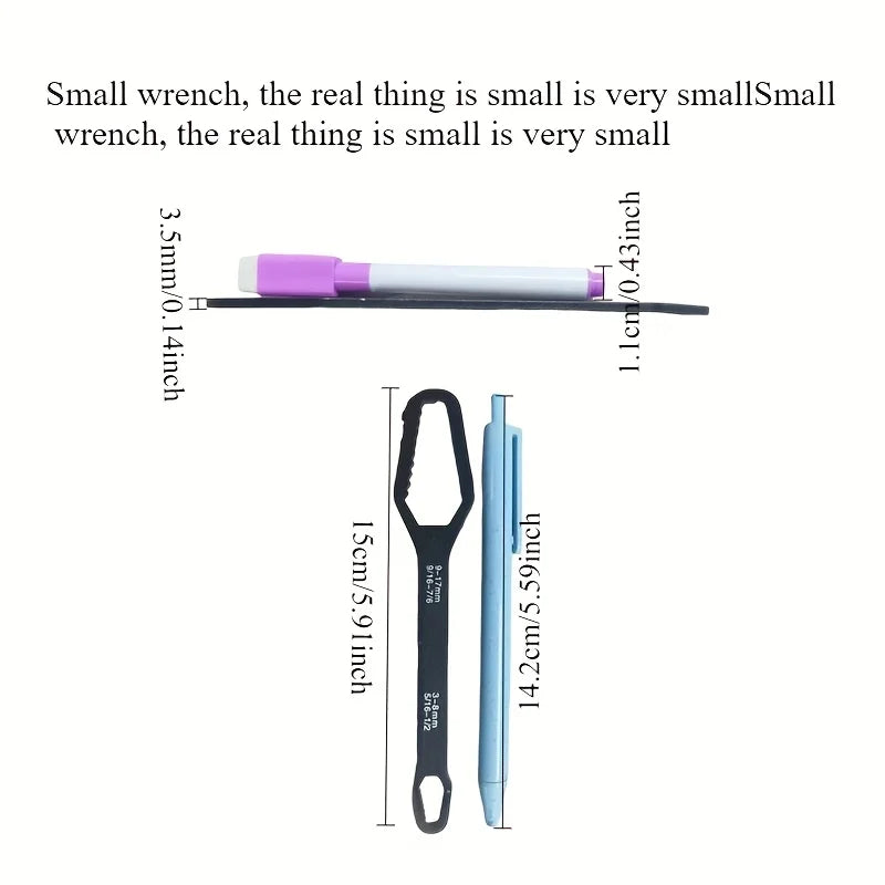Black double-ended universal wrench 15cm — hardened alloy steel spanner