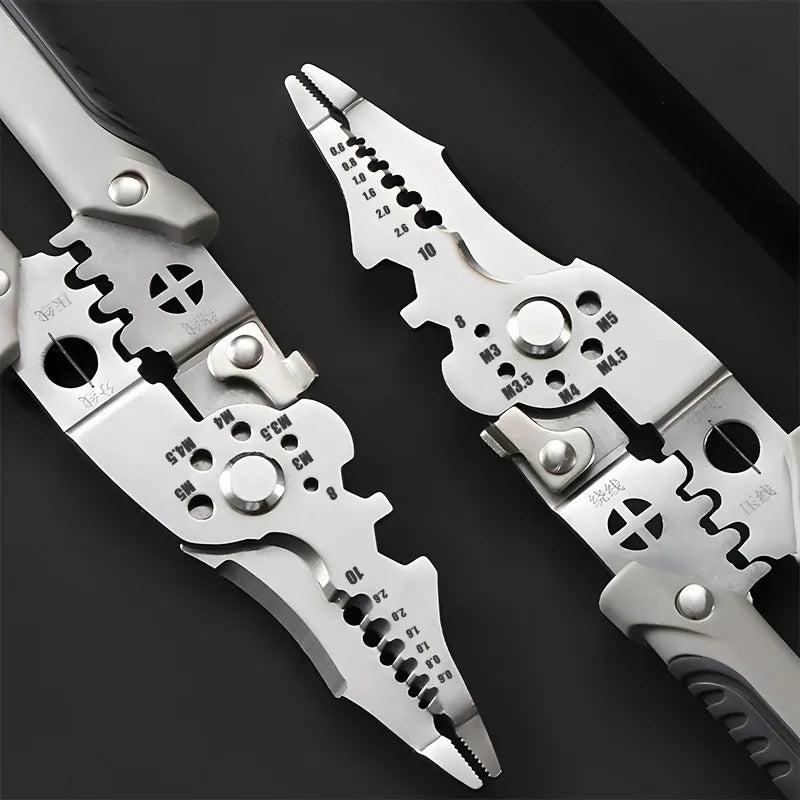 Multifunctional wire stripper pliers pair heavy duty stainless steel